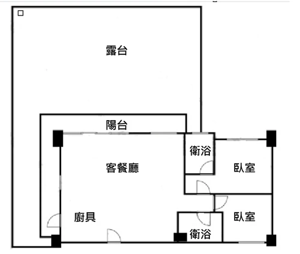 日心說 2樓露台戶 格局平面圖(現況示意)